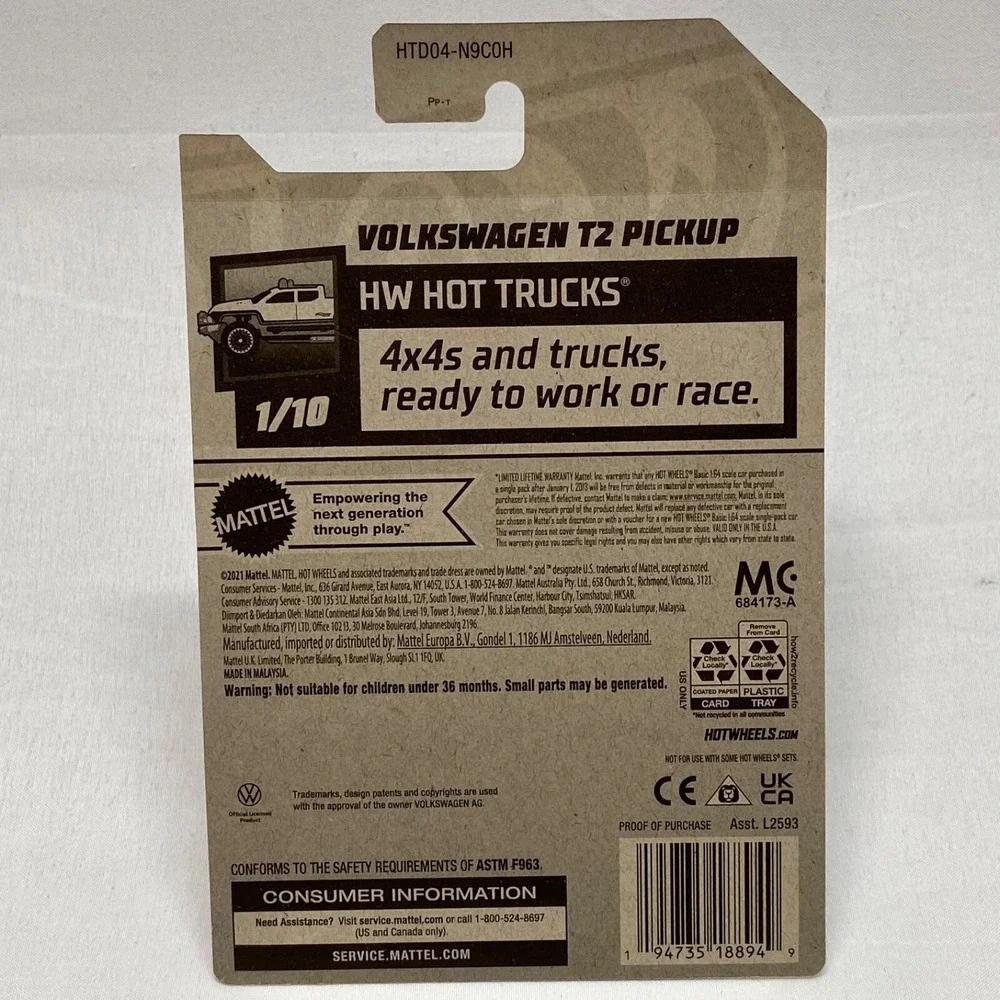 Hot Wheels Volkswagen T2 Pickup Grey‎ 42/250 HW Hot Trucks 1/10
